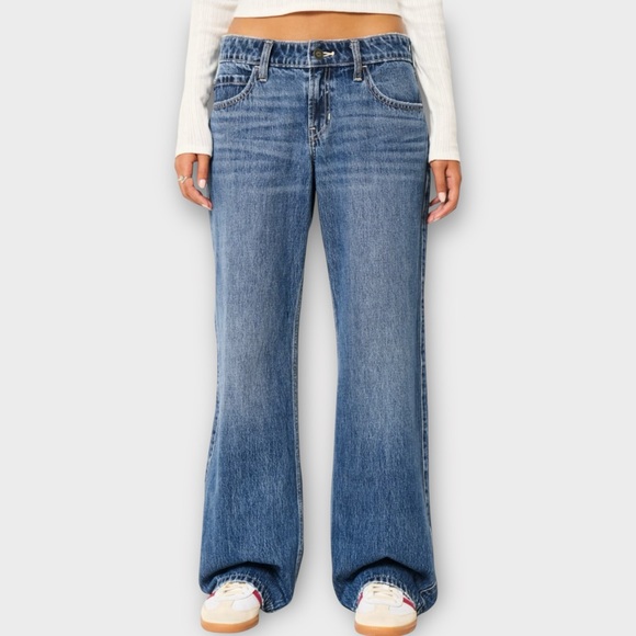 Hollister Low-Rise Baggy Jeans Dark Wash 12L Waist 31 Long Loose Fit - Picture 1 of 11